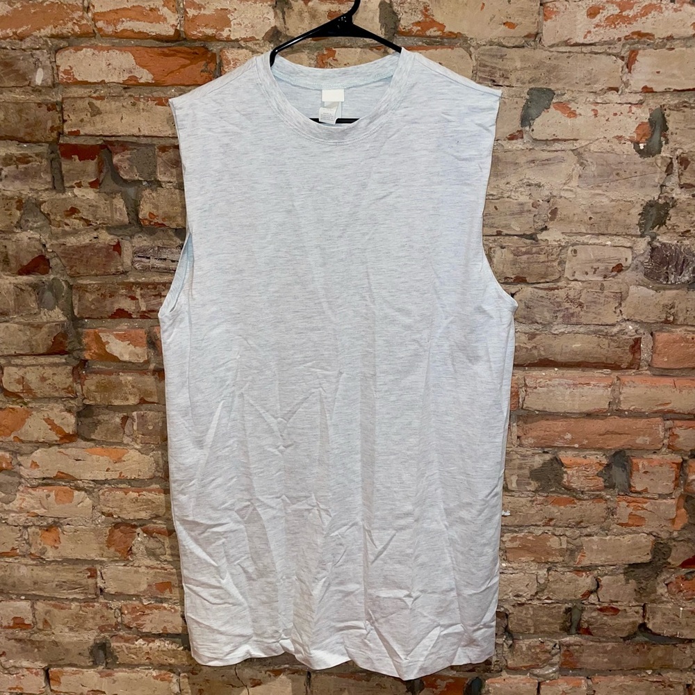 LIGHT GREY BOXY SLEEVELESS T SHIRT DRESS